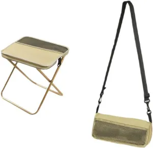 Foldable Backpack Stool, Ultra Lightweight Camping Stool with Adjustable Shoulder Strap, Compact Collapsible Footstool Seat for Outdoor Travel, Fishing, Beach, Picnic (Khaki,L)