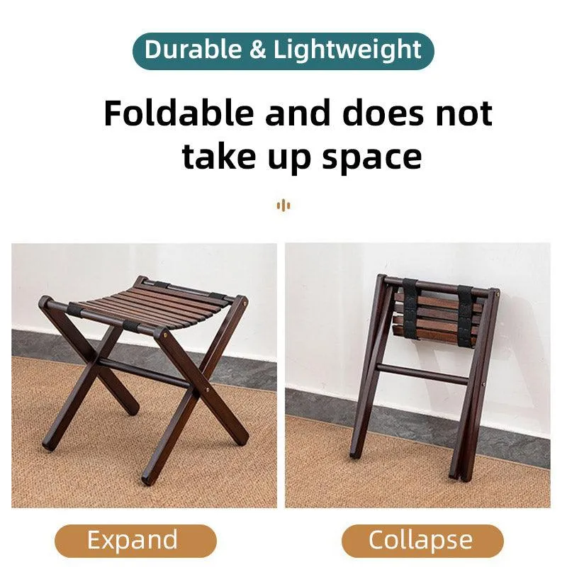 Foldable Bamboo Wooden Stool Small Portable Camping Fishing Seat Outdoor Bench