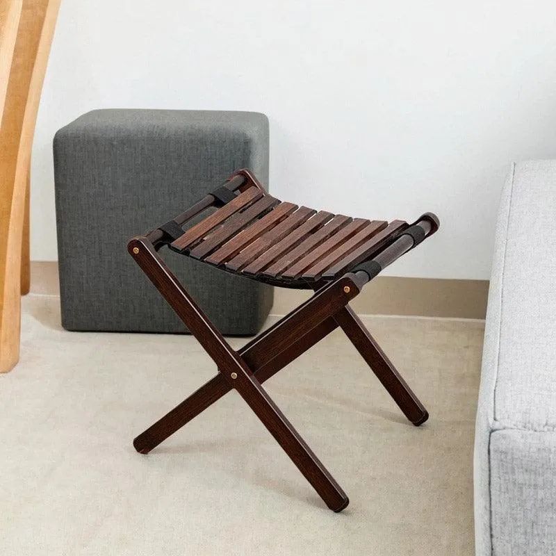 Foldable Bamboo Wooden Stool Small Portable Camping Fishing Seat Outdoor Bench
