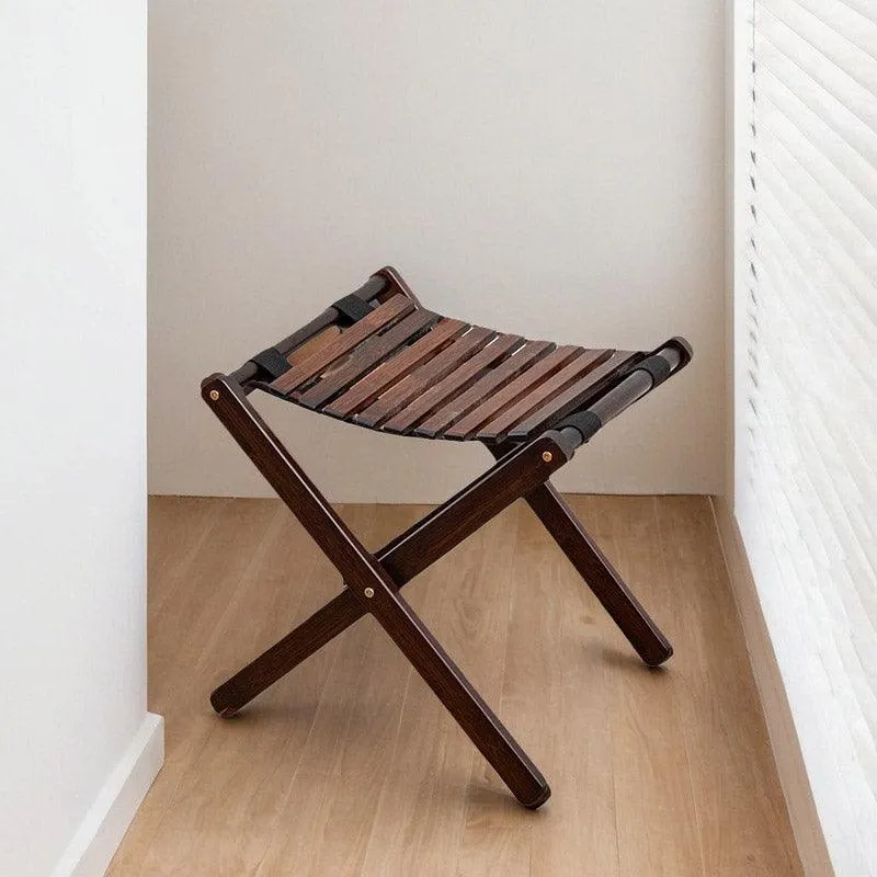 Foldable Bamboo Wooden Stool Small Portable Camping Fishing Seat Outdoor Bench