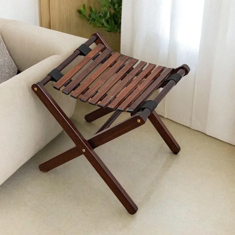 Foldable Bamboo Wooden Stool Small Portable Camping Fishing Seat Outdoor Bench