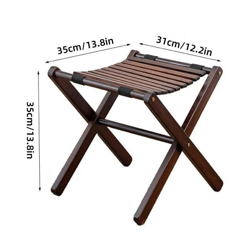 Foldable Bamboo Wooden Stool Small Portable Camping Fishing Seat Outdoor Bench
