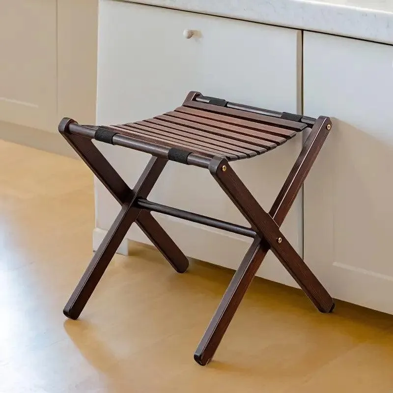 Foldable Bamboo Wooden Stool Small Portable Camping Fishing Seat Outdoor Bench