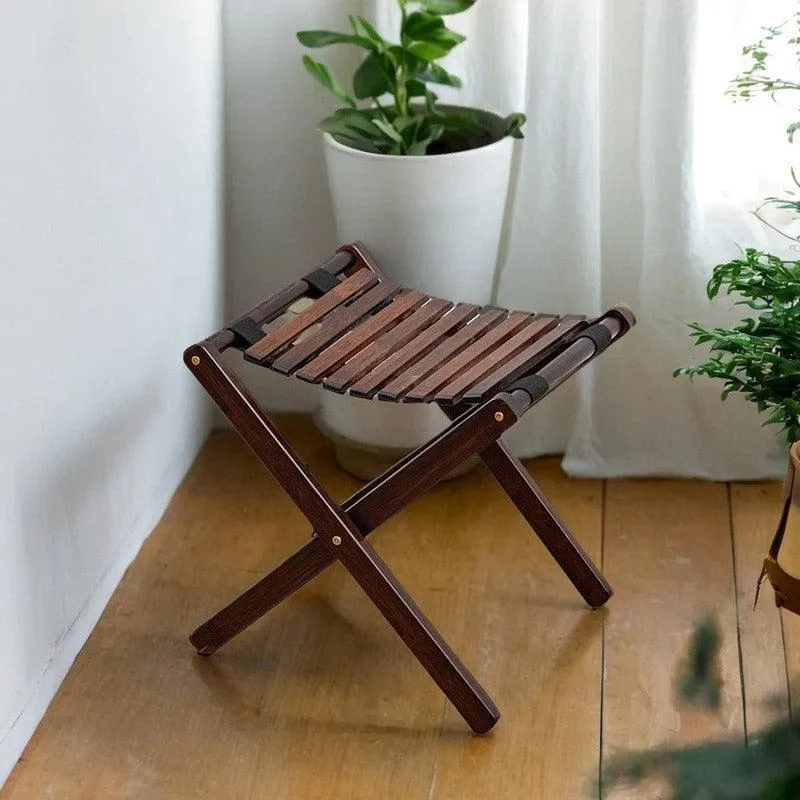 Foldable Bamboo Wooden Stool Small Portable Camping Fishing Seat Outdoor Bench