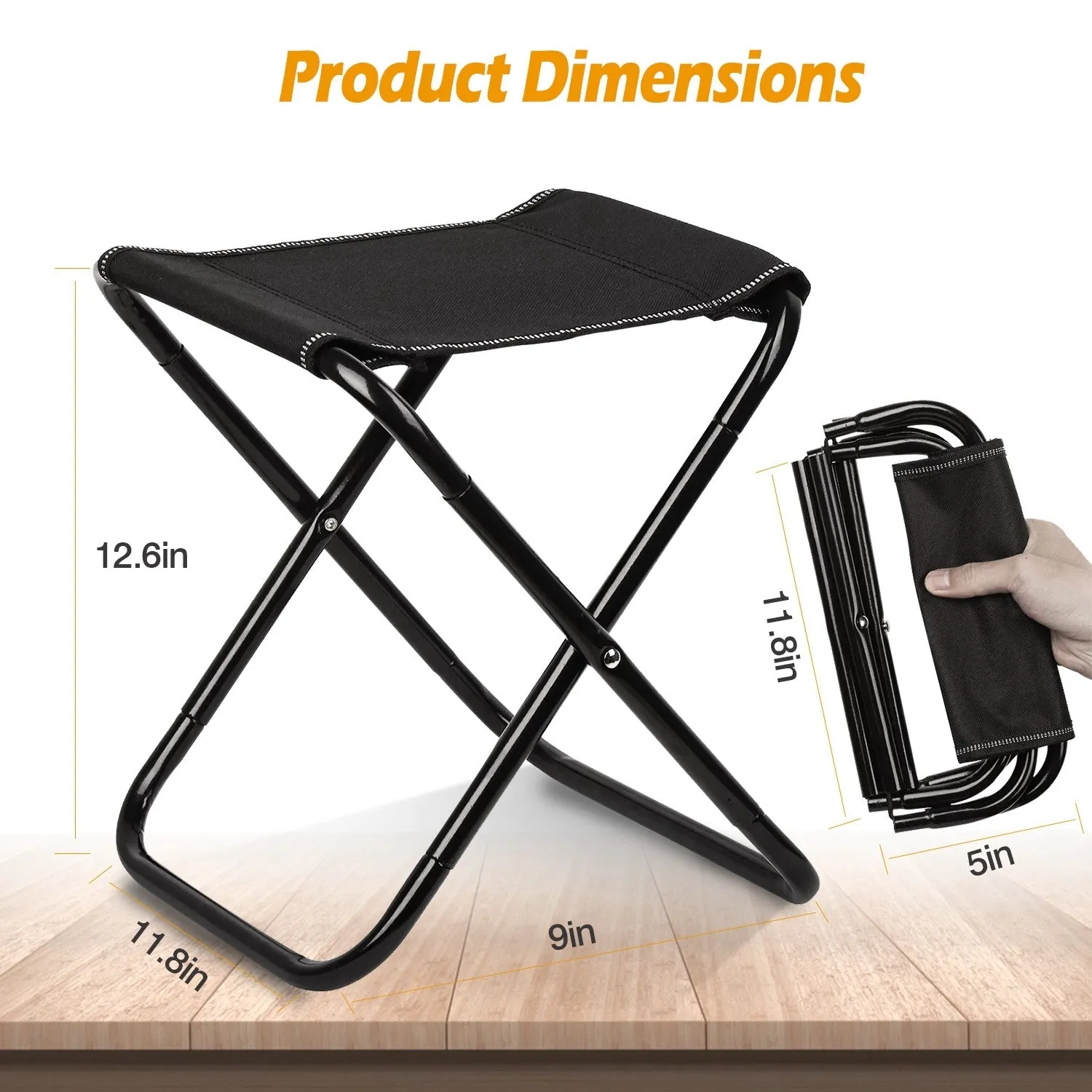 Foldable Camping Stool Portable Travel Chair 275.6LBS Load for Camping Fishing Backpacking Hiking Camping Seat with Carry Bag