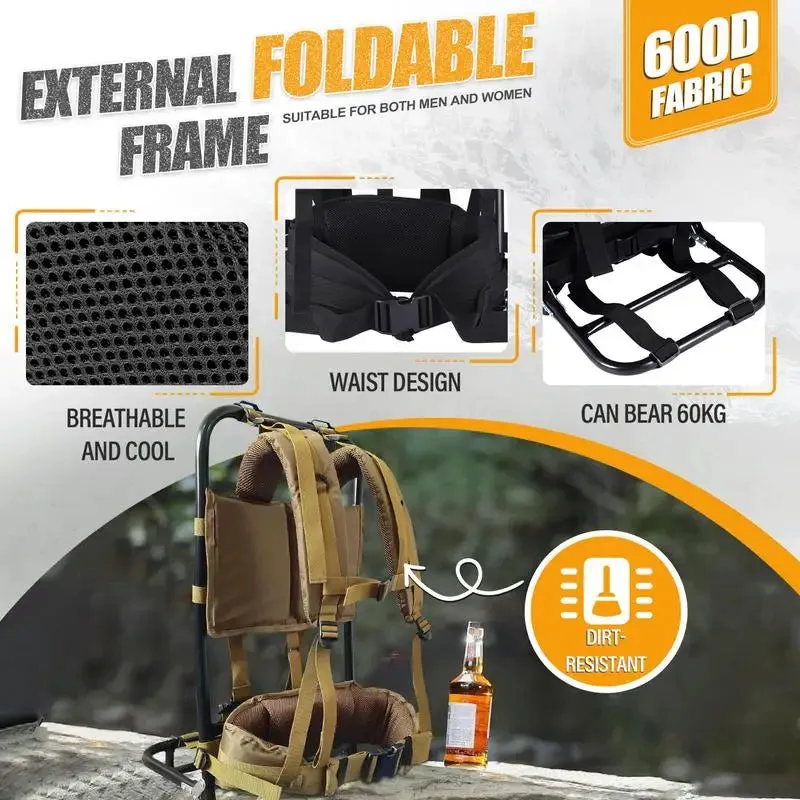 Foldable External Frame Hiking Backpacks Hunting Pack Frame Hiking Backpack Frame Hunting Backpack Frame Portable Backpack