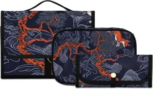 Foldable Hanging Travel Toiletry Organizer Set 3-Piece with Cosmetic Bag & Brush Holder - Fox (4)