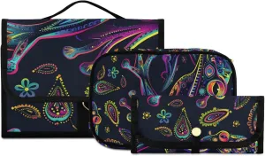 Foldable Hanging Travel Toiletry Organizer Set 3-Piece with Cosmetic Bag & Brush Holder - Frog (11)