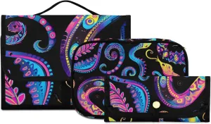 Foldable Hanging Travel Toiletry Organizer Set 3-Piece with Cosmetic Bag & Brush Holder - Snake (9)