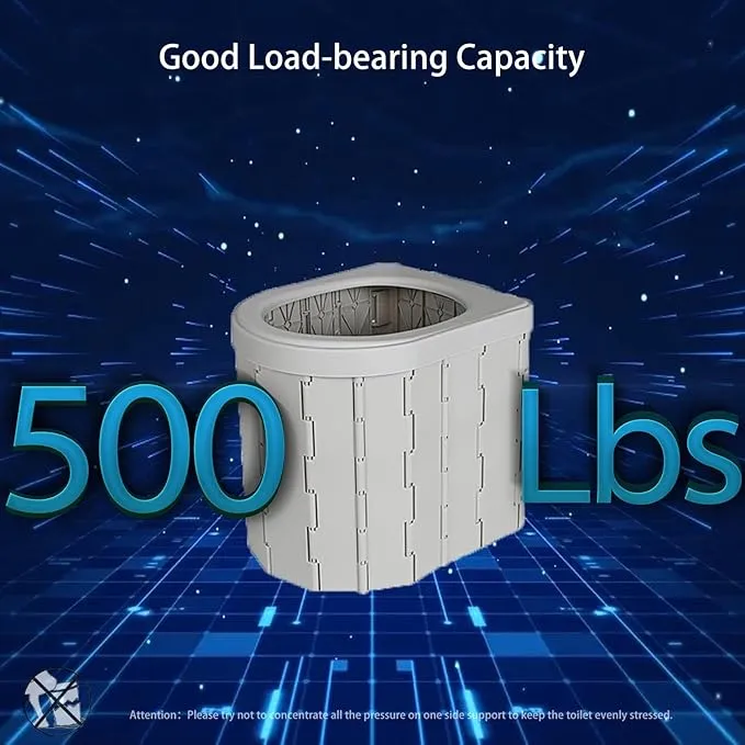 Foldable Portable Toilet for Adults, Upgraded Ergonomic Camping Toilet with 500 Lbs Load-Bearing Capacity, Emergency Car/Travel Toilet or Portable Potty for Adults