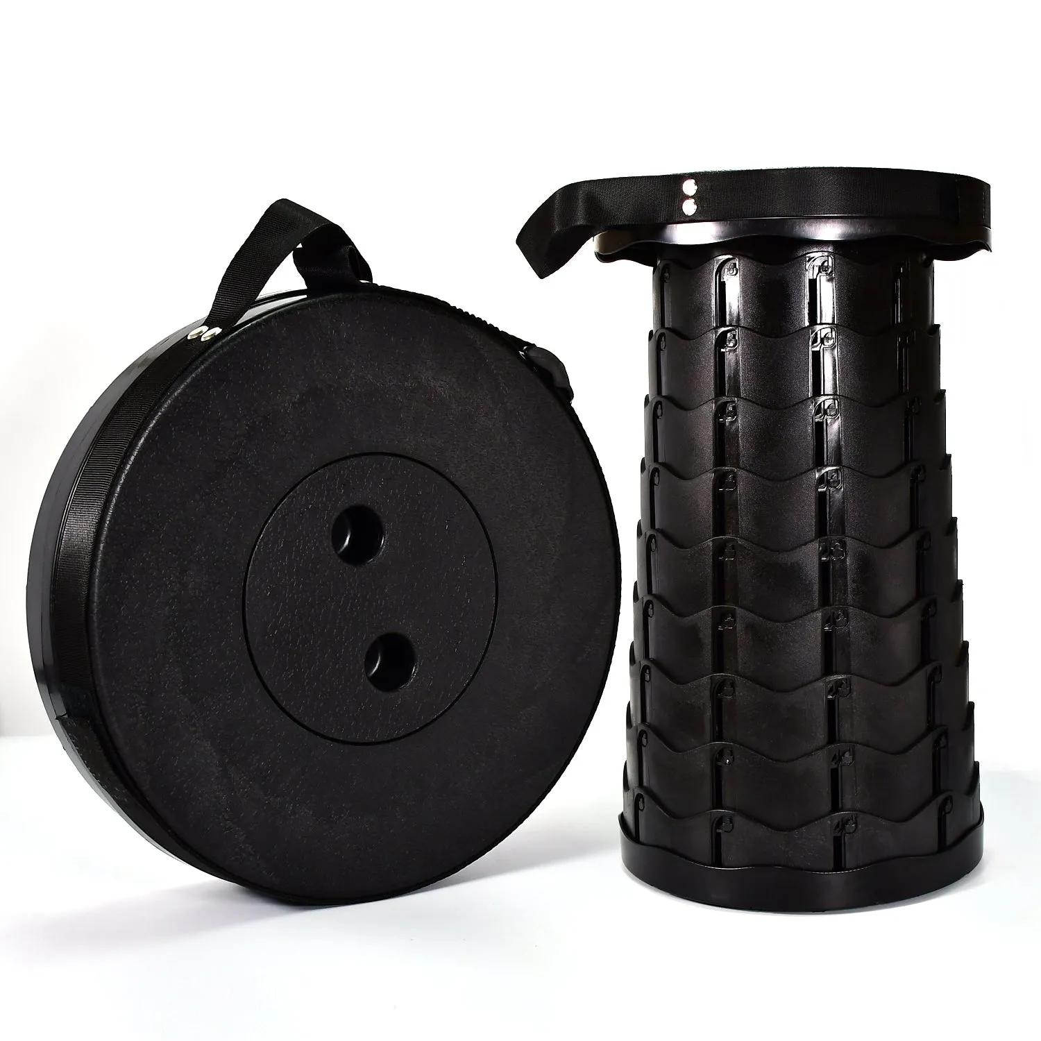 Foldable Retractable Height Adjusting Stool Space Saving Telescopic Stool for Fishing Hiking Stool for Adults and Kids.