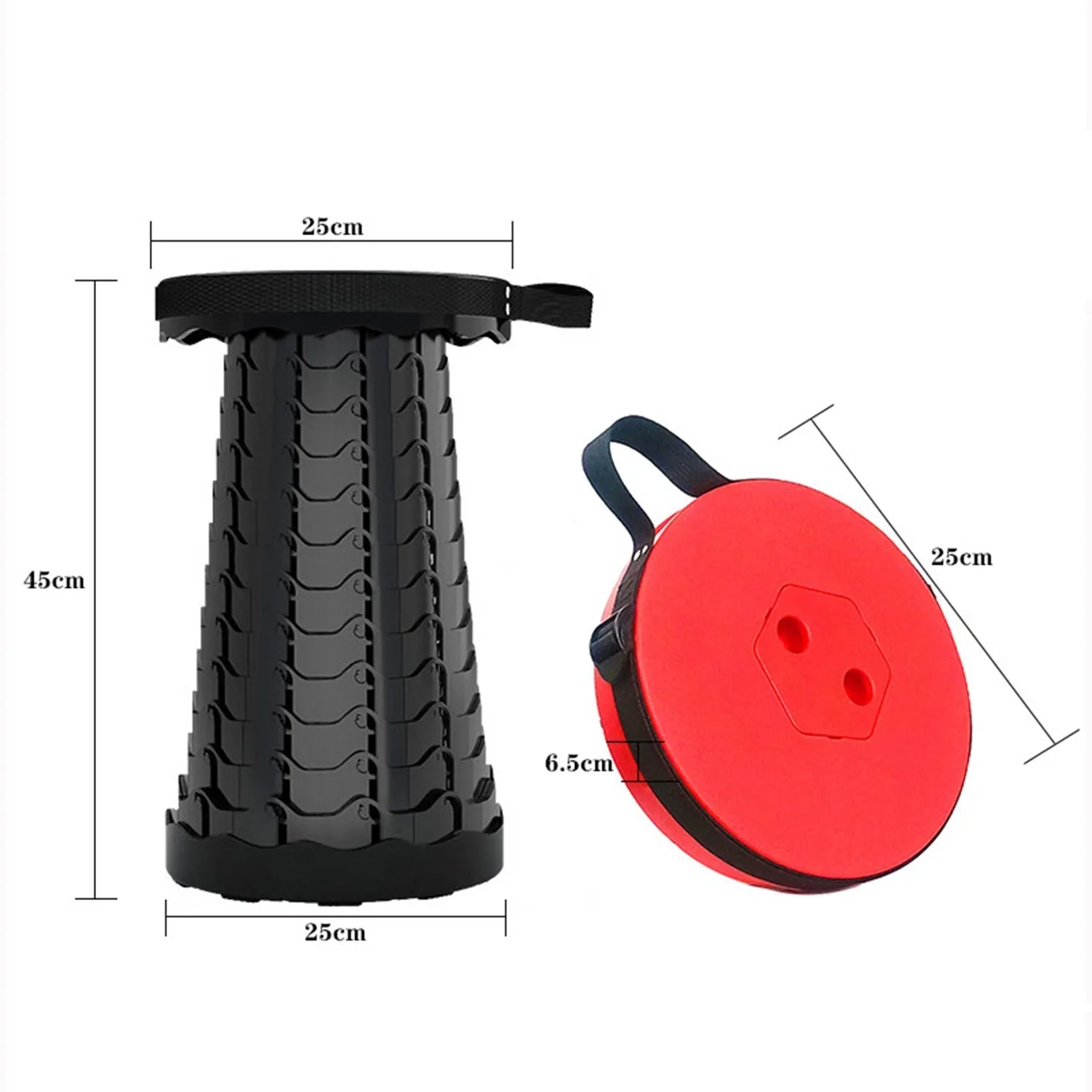 Foldable Retractable Height Adjusting Stool Space Saving Telescopic Stool for Fishing Hiking Stool for Adults and Kids.