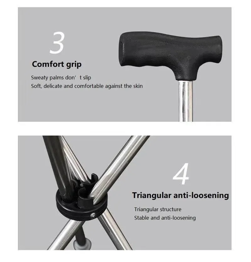 Foldable Travel Walking Stick - Ultra-Light Cane Support