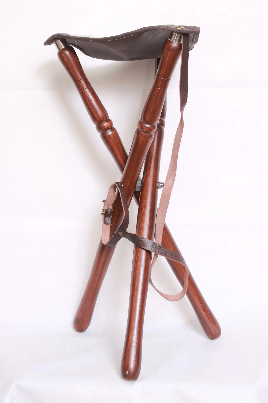 Foldable Tripod Camp Stool With Wool Seat