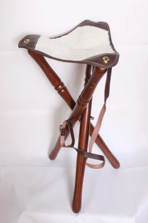 Foldable Tripod Camp Stool With Wool Seat