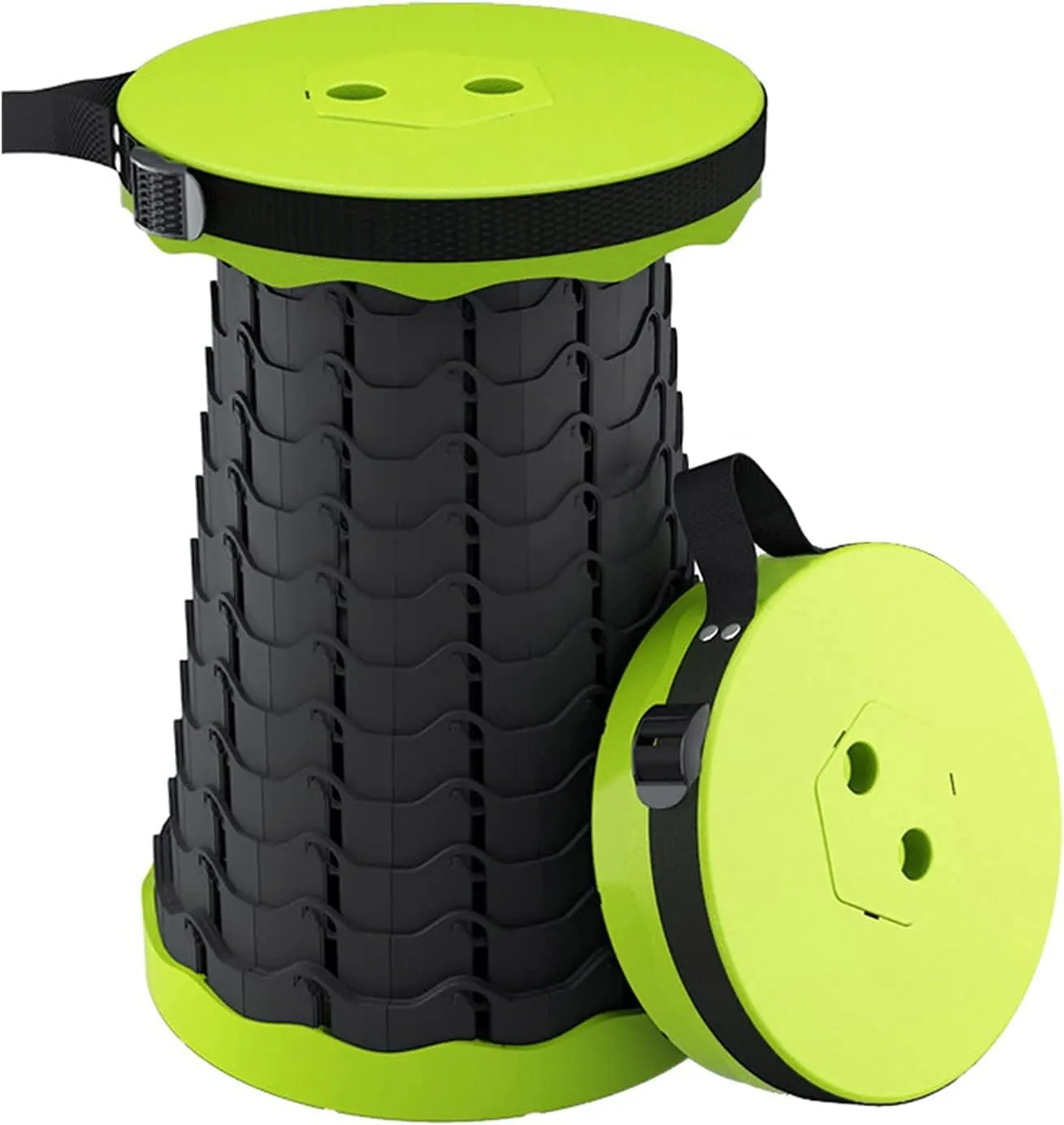 Folding Adjustable Camping Stool, Portable Telescoping Folding Stool with Backpack Pad, Upgraded Collapsible and Retractable Chair with Max Load Capacity 400lbs (Green)
