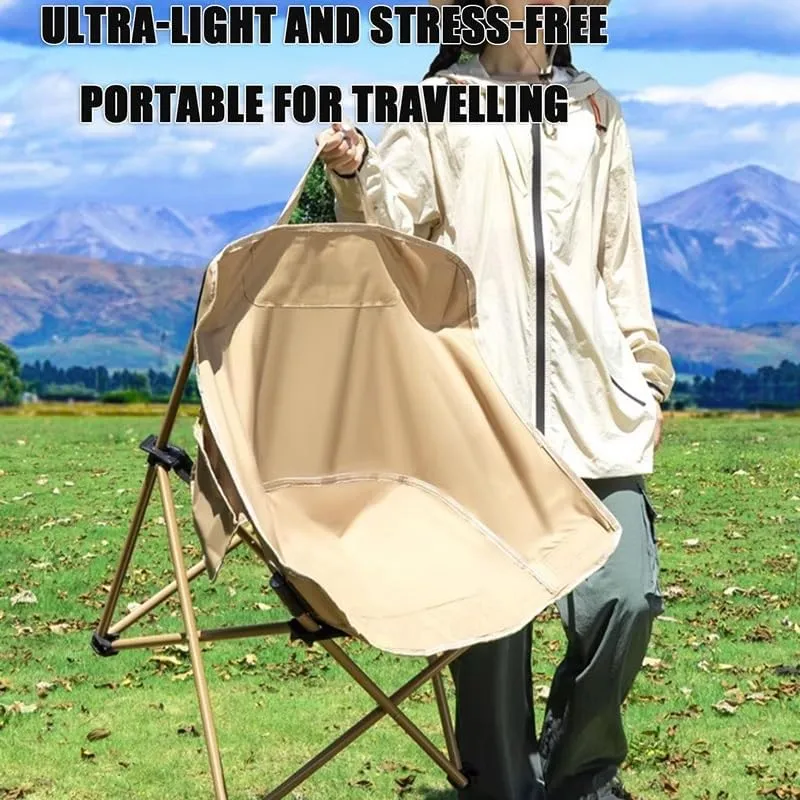Folding Camping Chair, Portable Leisure Chair, Comfortable Collapsible Lawn Chair, Lightweight Oxford Cloth Beach Chair with Handbag(Black)