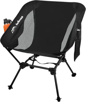 Folding Camping Chairs, Adjustable Backpacking Chair, Portable Beach Chair with Side Pockets, Compact Lawn Chairs for Adults, Travel, Beach, Hiking(Black)