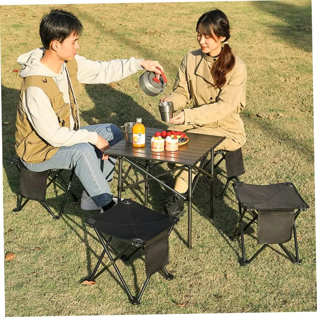 Folding Camping Stool 180kg Load Capacity Fishing Stool with Side Pocket Waterproof Stool with Carry Bag for Fishing Hiking Gardening Backpacking Travelling Beach XL.