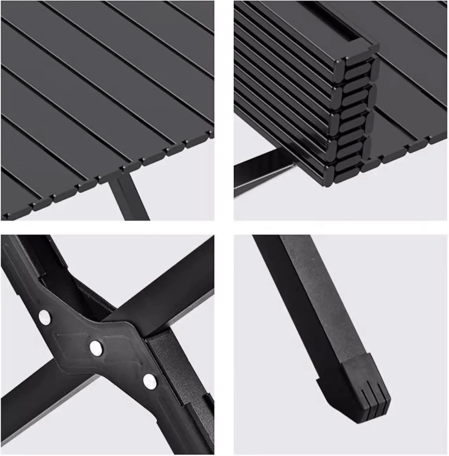 Folding Camping Table Portable Made of Carbon Steel Outdoor Folding Table with Carrying Bag, Lightweight, for Camping Hiking Backpacking Outdoor Picnic(Black,60 * 60 * 42cm)