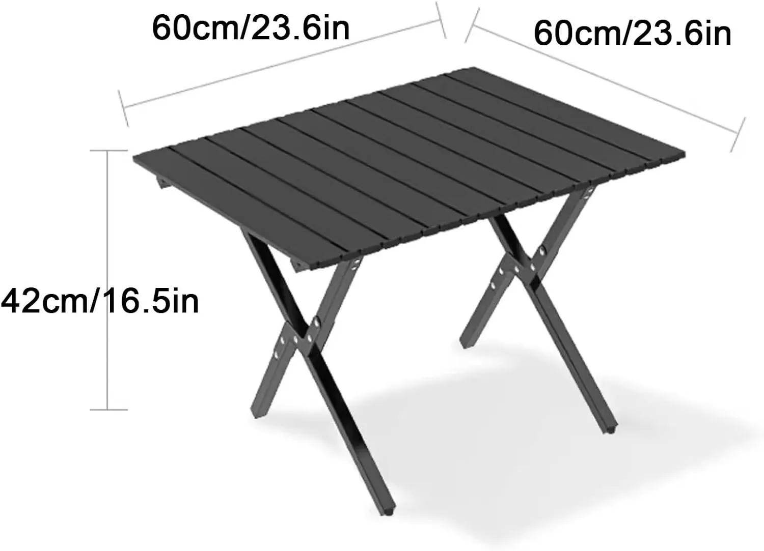 Folding Camping Table Portable Made of Carbon Steel Outdoor Folding Table with Carrying Bag, Lightweight, for Camping Hiking Backpacking Outdoor Picnic(Black,60 * 60 * 42cm)