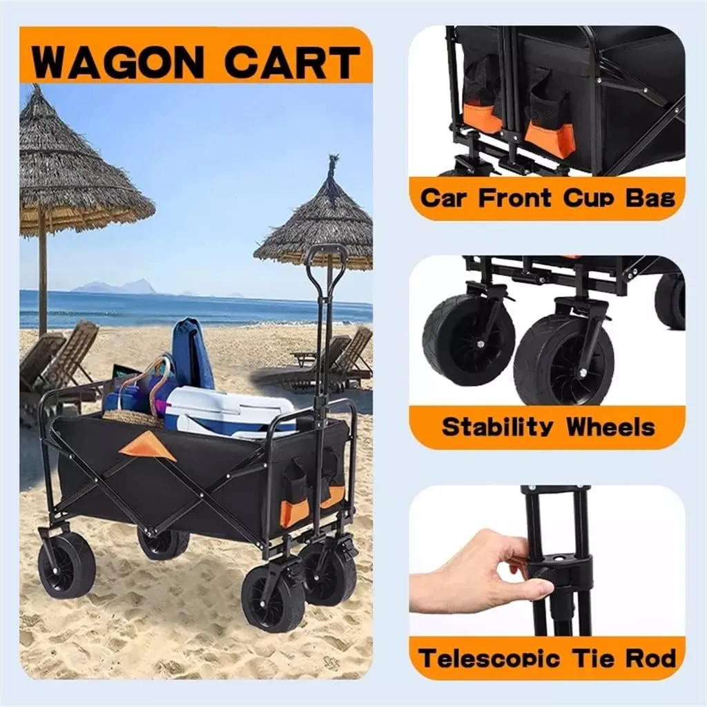 Folding Cart Portable Foldable 150L Large Capacity Multifunction Cart Outdoor Camping Table Light Wagon BBQ Trolley (Argento 105 * 50 * 103cm)
