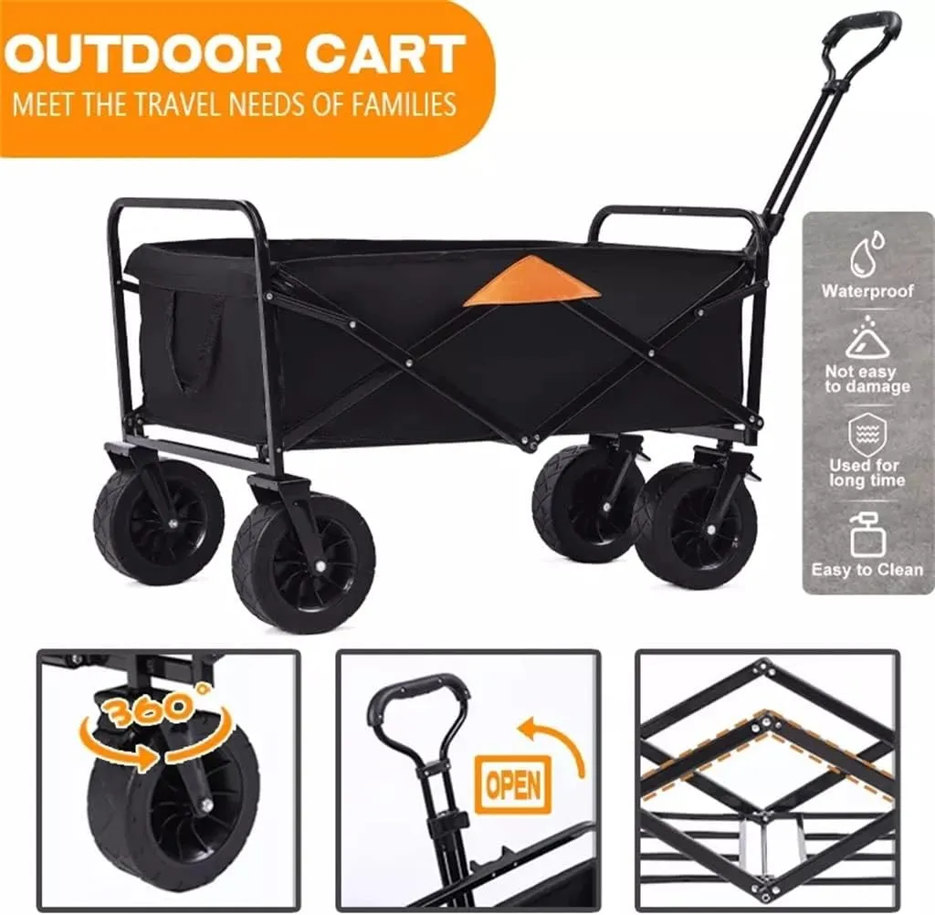 Folding Cart Portable Foldable 150L Large Capacity Multifunction Cart Outdoor Camping Table Light Wagon BBQ Trolley (Argento 105 * 50 * 103cm)