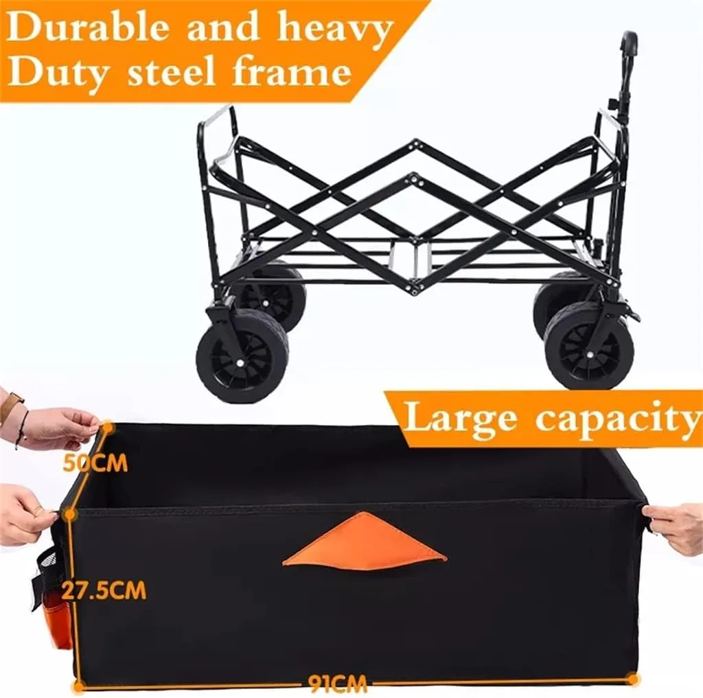 Folding Cart Portable Foldable 150L Large Capacity Multifunction Cart Outdoor Camping Table Light Wagon BBQ Trolley (Argento 105 * 50 * 103cm)
