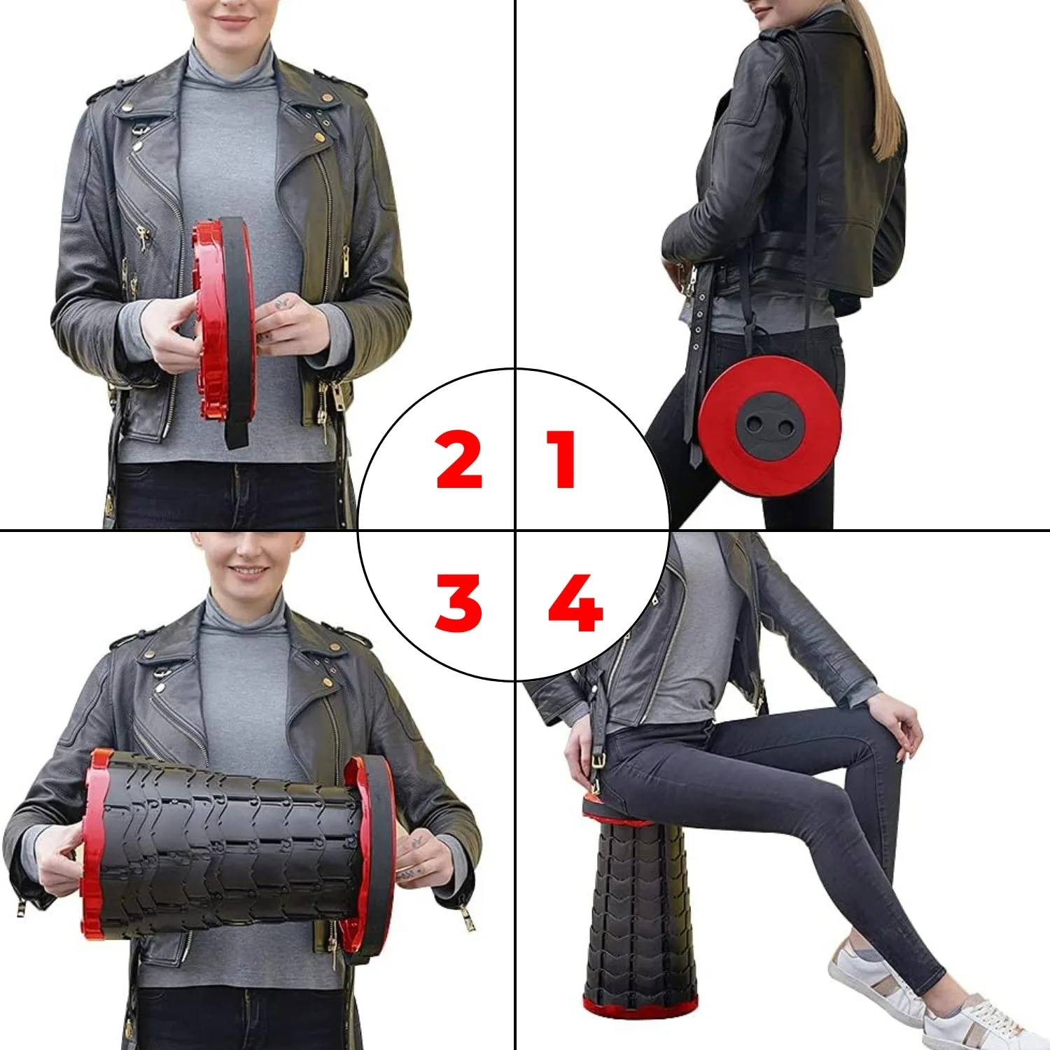 Folding Large-scale promotion (Red) Portable Telescopic KILIROO Time-limited Stool