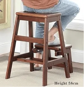 Folding Step Ladder Wooden Step Stool for Household & Office & Kitchen Lightweight Stepladders Portable Step Stool