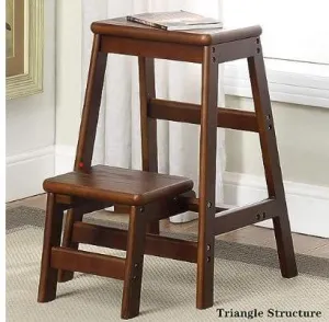 Folding Step Ladder Wooden Step Stool for Household & Office & Kitchen Lightweight Stepladders Portable Step Stool