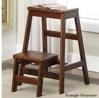 Folding Step Ladder Wooden Step Stool for Household & Office & Kitchen Lightweight Stepladders Portable Step Stool