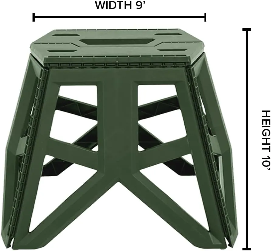 Folding Step Stool, Portable Camping Chair, Nonslip Platform, Lightweight Plastic Construction, Army Green (Small)