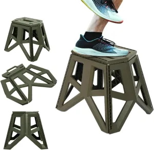 Folding Step Stool, Portable Camping Chair, Nonslip Platform, Lightweight Plastic Construction, Army Green (Small)