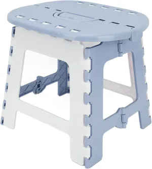 Folding Step Stools for Adults, Foldable Step Stool with Handle Multifunctional Portable for Home Camping Fishing Outdoor Lightweight Compact Design (Grey Blue)