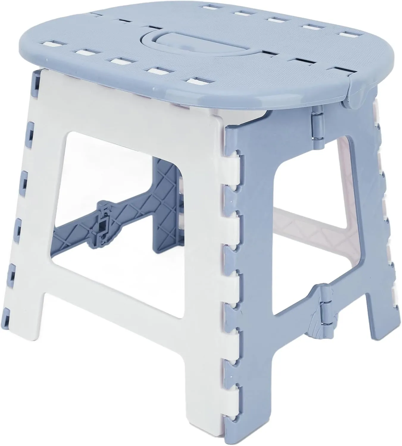Folding Step Stools for Adults, Foldable Step Stool with Handle Multifunctional Portable for Home Camping Fishing Outdoor Lightweight Compact Design (Grey Blue)