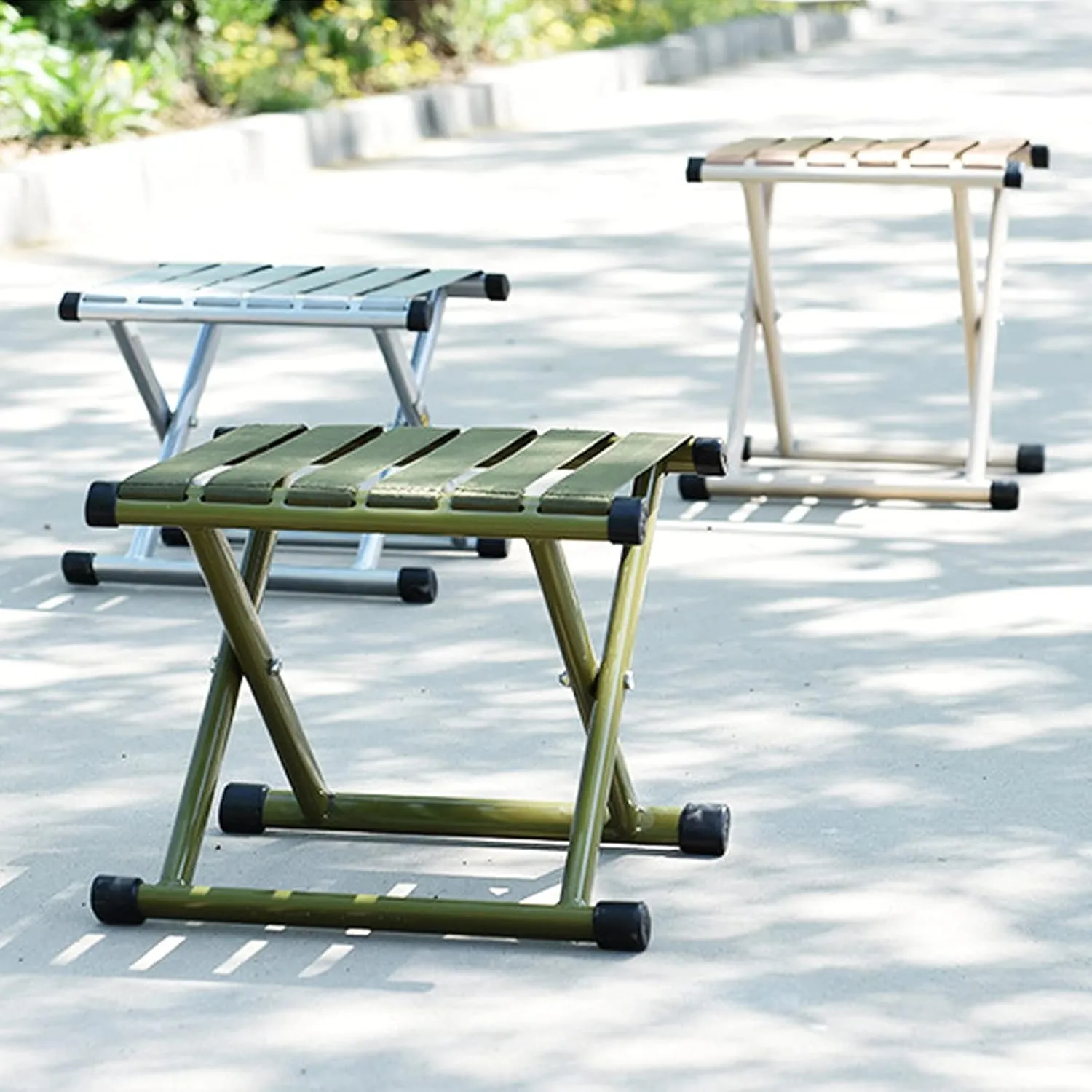 Folding Stool 15.7 Height 13.7Height Two Size Duty Camping Stool Outdoor Portable Chair Hold up to 330 Lbs for Walking Hiking Fishing