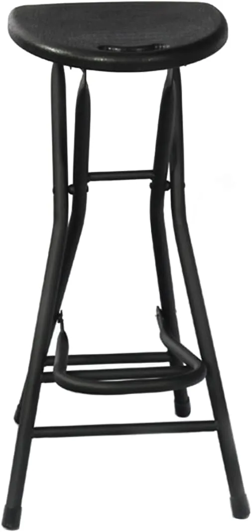 Folding Stool, Black 28 inch Foldable Stools for Adults Folding Bar Stool with Handle,Loads 250 Lbs,Collapsible Heart-Shaped Folding Counter Height Stool Chair for Camping Kitchen, 1 Pack,