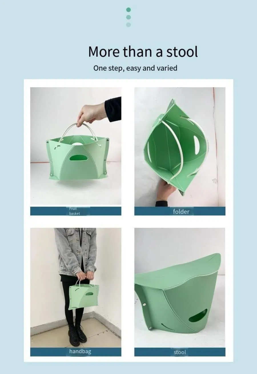Folding Stool   Handbag Sketch Practice Outdoor Travel Camping Folding Stool Queue Portable Stool Ultra-Thin Stool Shopping Handbag Green (with Handle)