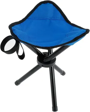Folding Tripod Stool Collapsible Camping Stool Small Tripod Hunting Chair Portable Seat Lightweight Fishing Stool Chair for Outdoor Camping Walking Hunting Hiking Fishing Travel (Blue)