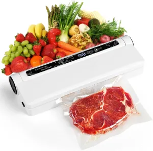 Food Saver Sealer, 60KPA Automatic Small Vacuum Sealer Machine for Food Storage & Meal Prep,Vacuum Sealer for Meat - One-Touch Operation, Works with Dry & Wet Foods, Includes 20 Sealed Bags