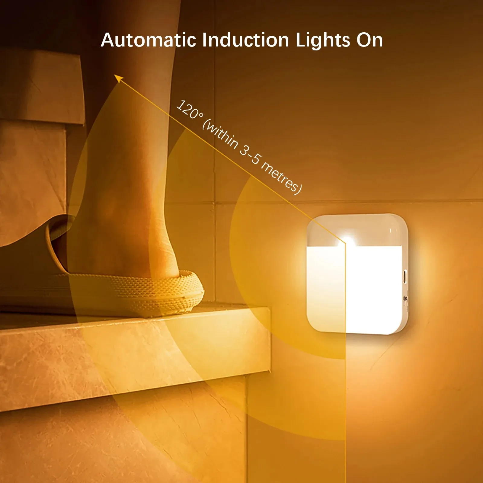 for LED Intelligent Wall VR-compatible Toilet Lamp, Sensor Wireless Motion Stairs Night Light, Rechargeable Lantern Kitchen Closet Human Camping Summer