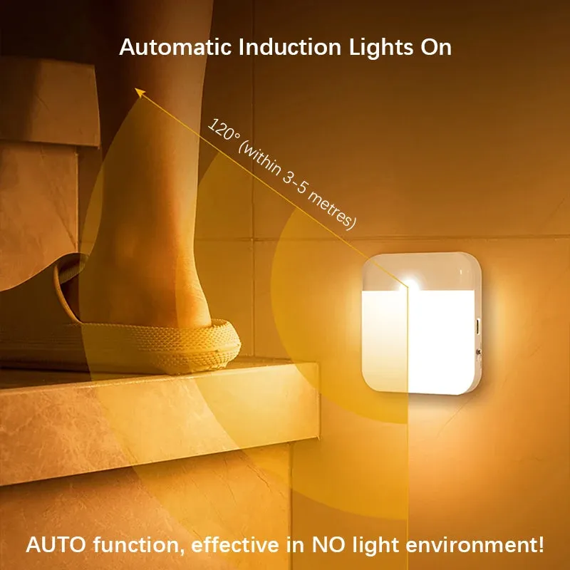 for LED Intelligent Wall VR-compatible Toilet Lamp, Sensor Wireless Motion Stairs Night Light, Rechargeable Lantern Kitchen Closet Human Camping Summer