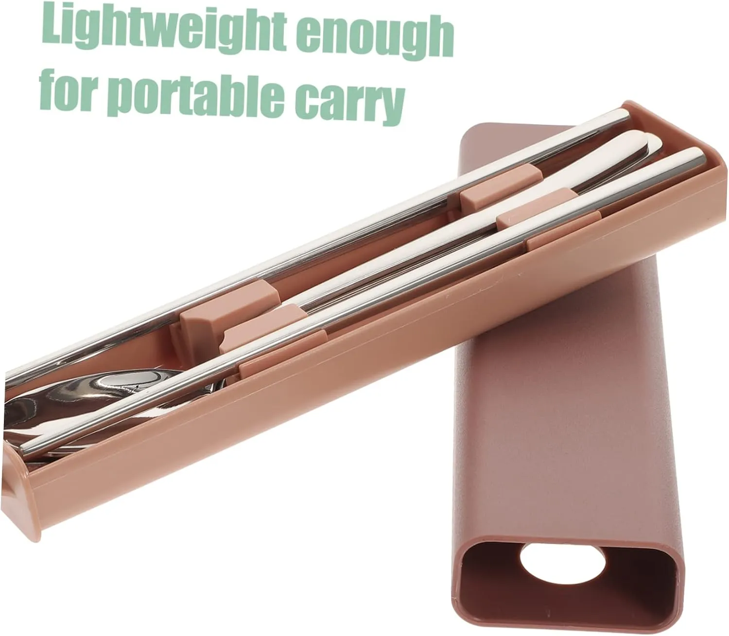 Fork Spoon Chopsticks Set 3-piece Stainless Steel Utensils Set Case Travel Tableware for Lunchbox Reusable Compact and Easy to Clean