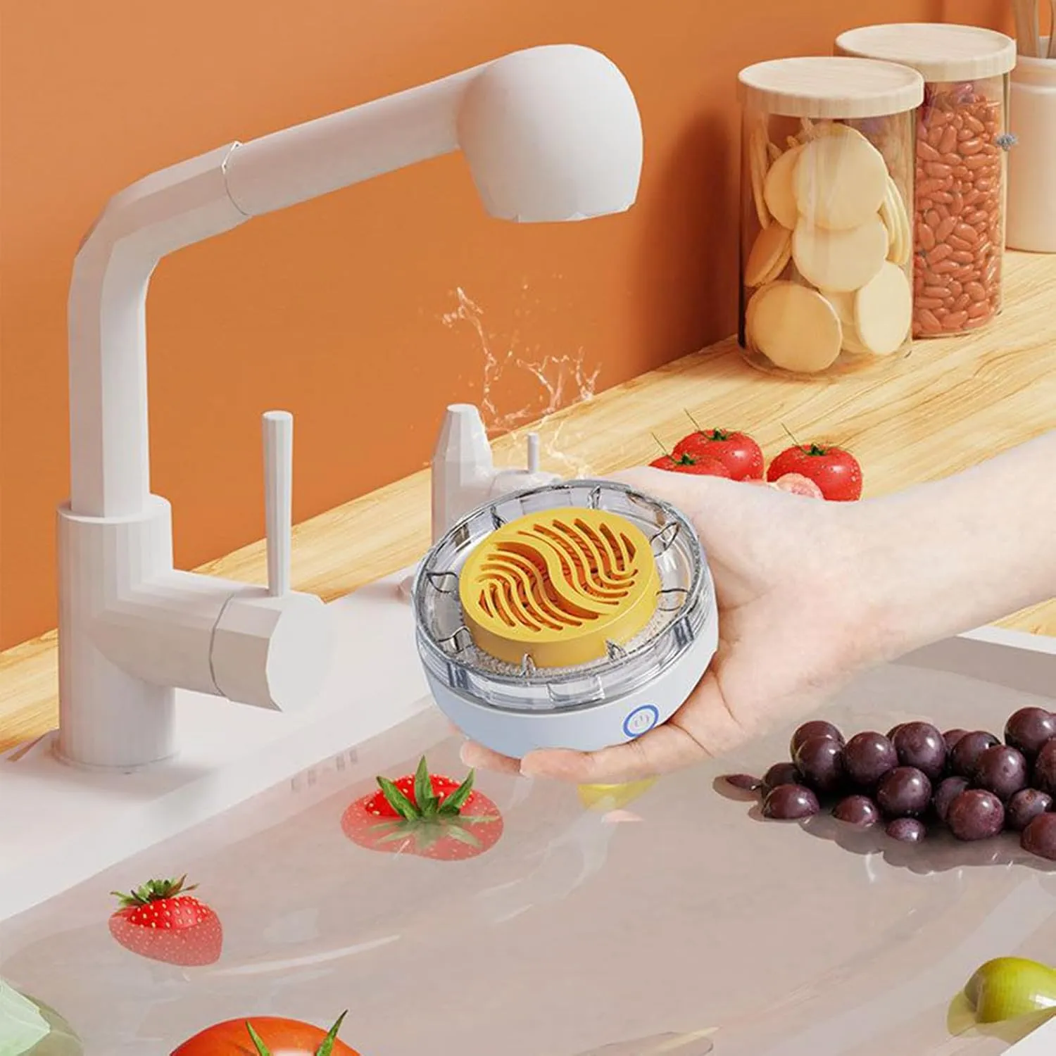 Fruit Washing Machine - ABS Fruit and Vegetable Purifier Cleaner Rotation Portable Automatic Rechargeable Kitchen Accessory Food Preparation Dust Removing Dirt Parents Rinse Family Cooking
