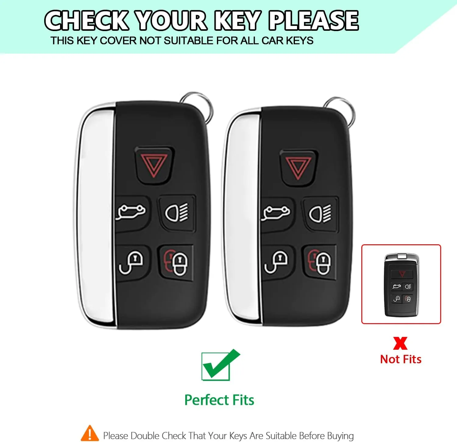 FT FUNTOR for Range Rover Key Fob Cover,Compatible with LR4 Sport Evoque Jaguar F-pace,5 Buttons for Jaguar Key Fob Cover