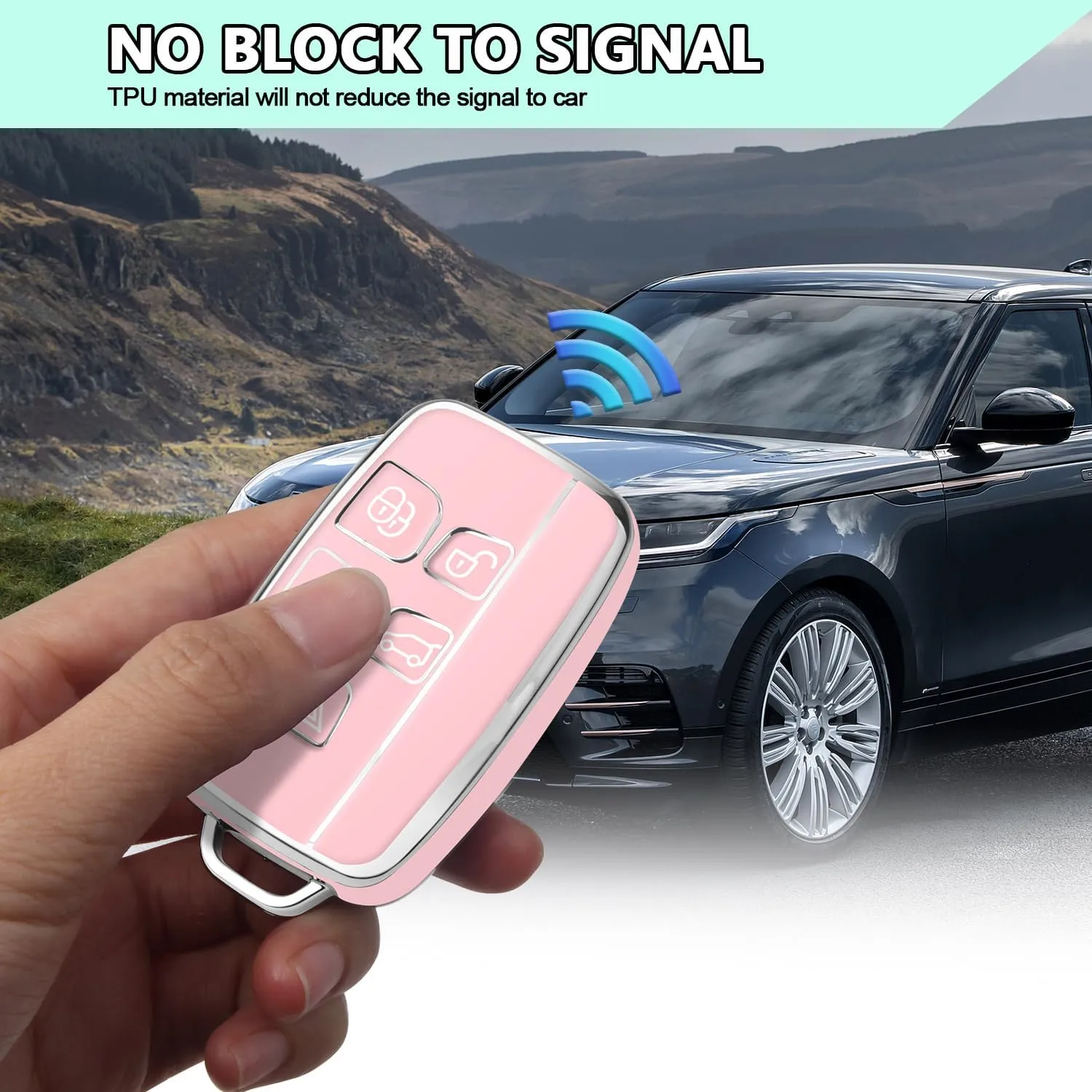FT FUNTOR for Range Rover Key Fob Cover,Compatible with LR4 Sport Evoque Jaguar F-pace,5 Buttons for Jaguar Key Fob Cover