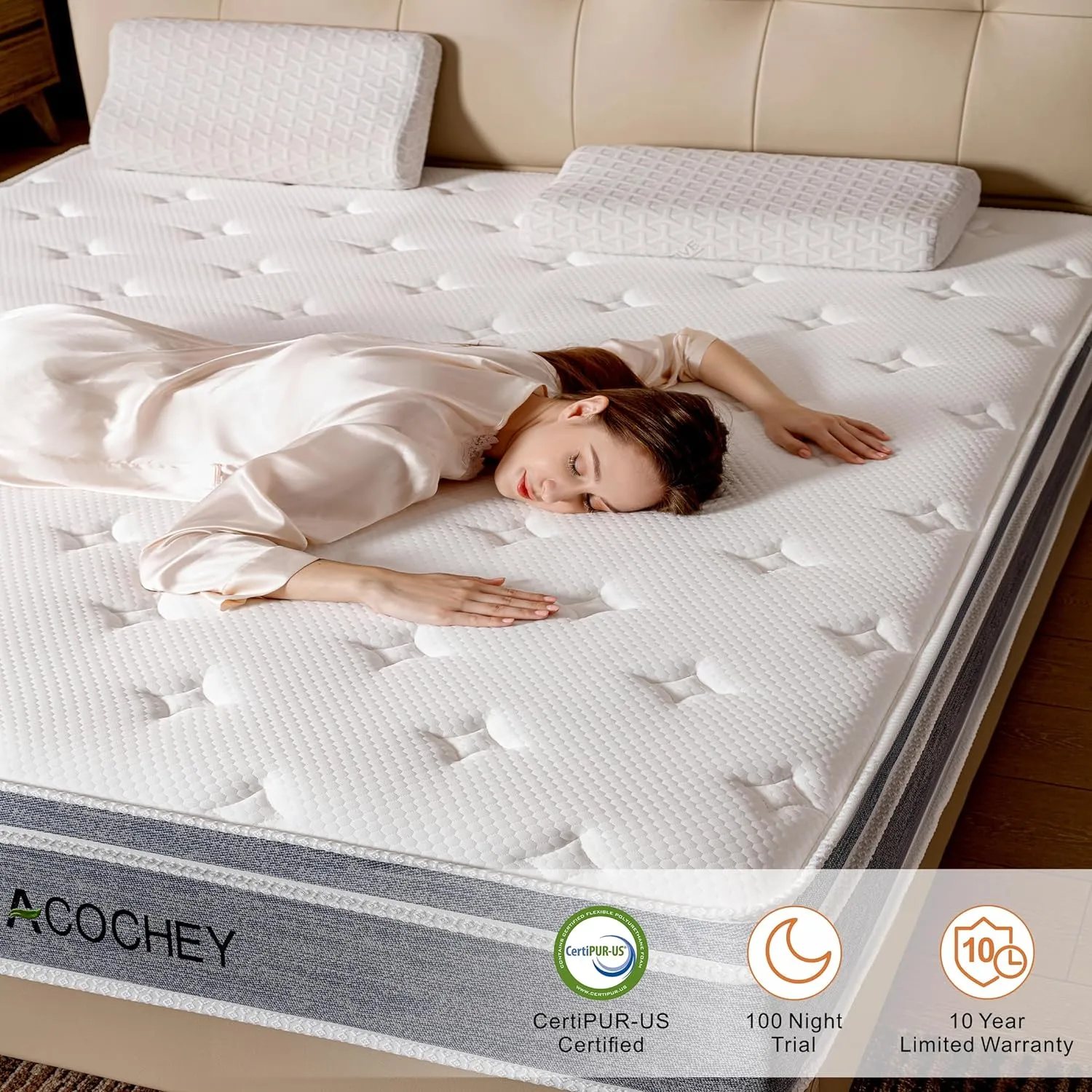 Full Mattress in a Box,10 Inch Full Size Mattress,Gel Memory Foam Medium Firm Grey Hyrid Matress,Quality Comfort and Adaptive Support Breathable Cooling,CertiPUR-US