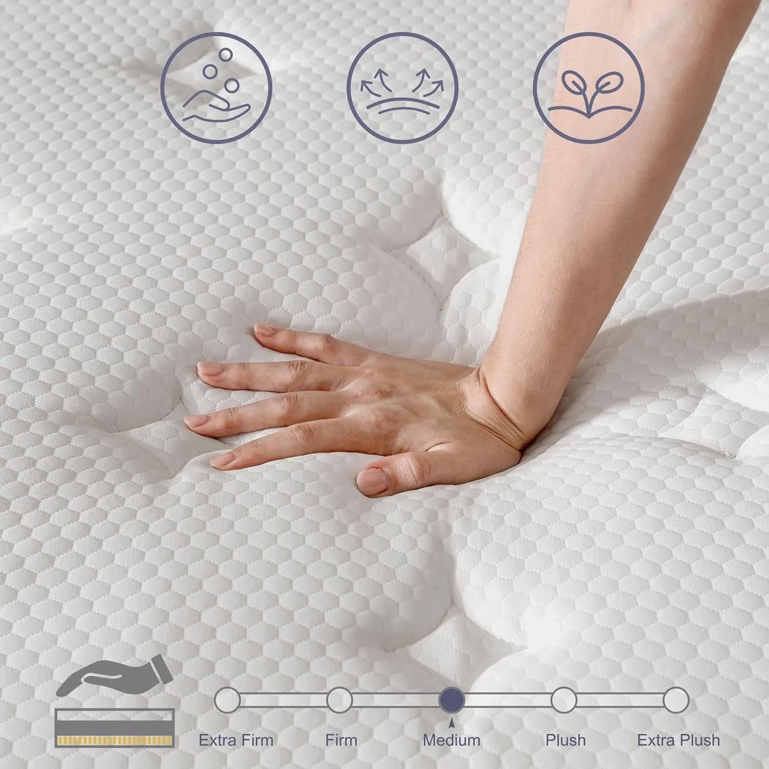 Full Mattress in a Box,10 Inch Full Size Mattress,Gel Memory Foam Medium Firm Grey Hyrid Matress,Quality Comfort and Adaptive Support Breathable Cooling,CertiPUR-US