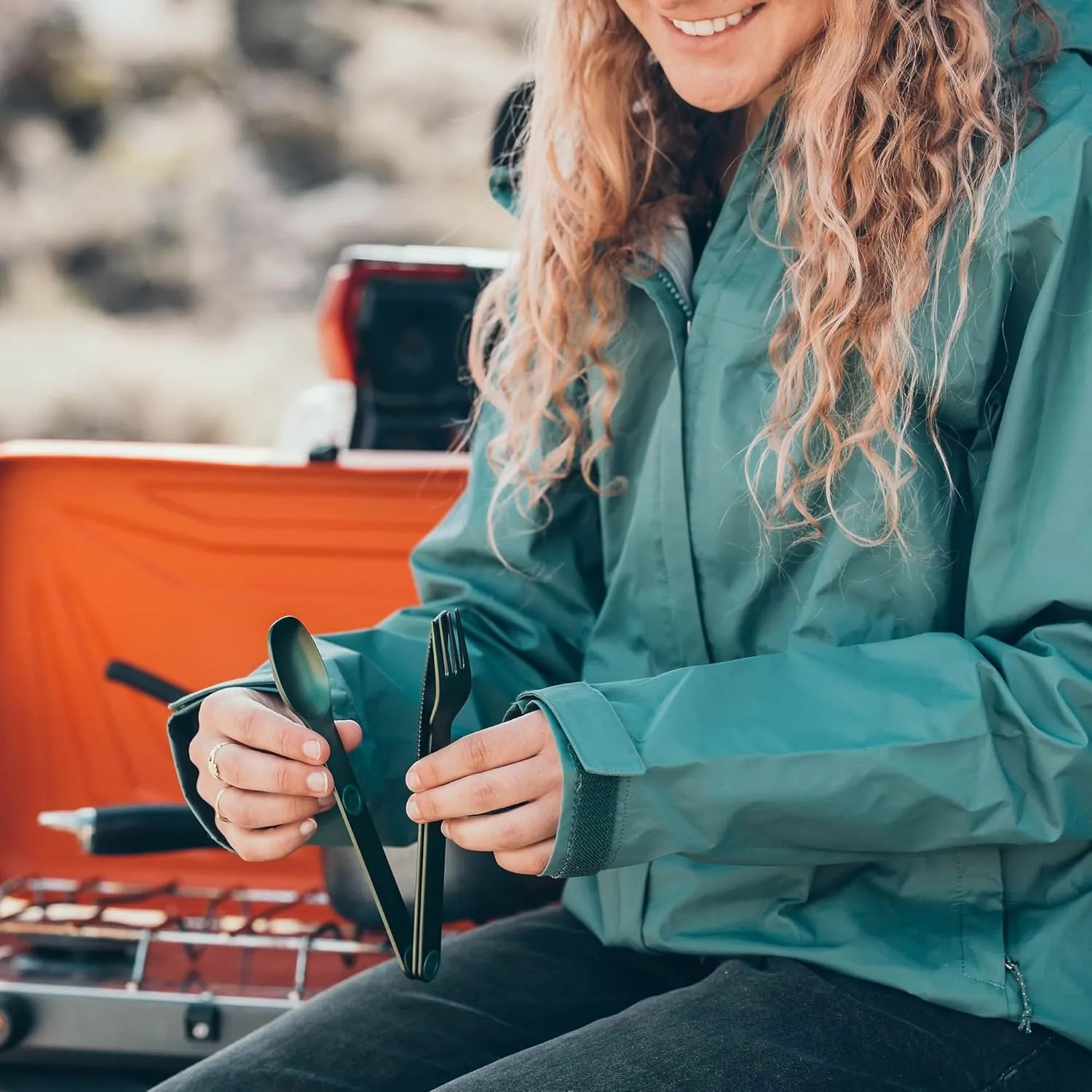 FULL WINDSOR - MAGWARE Magnetic Camping Cutlery Set - Travel Utensils for Camping, Cooking, and Outdoor Dining - Knife, Fork & Spoon - Portable Silverware with Pouch - Green (3 PCS)